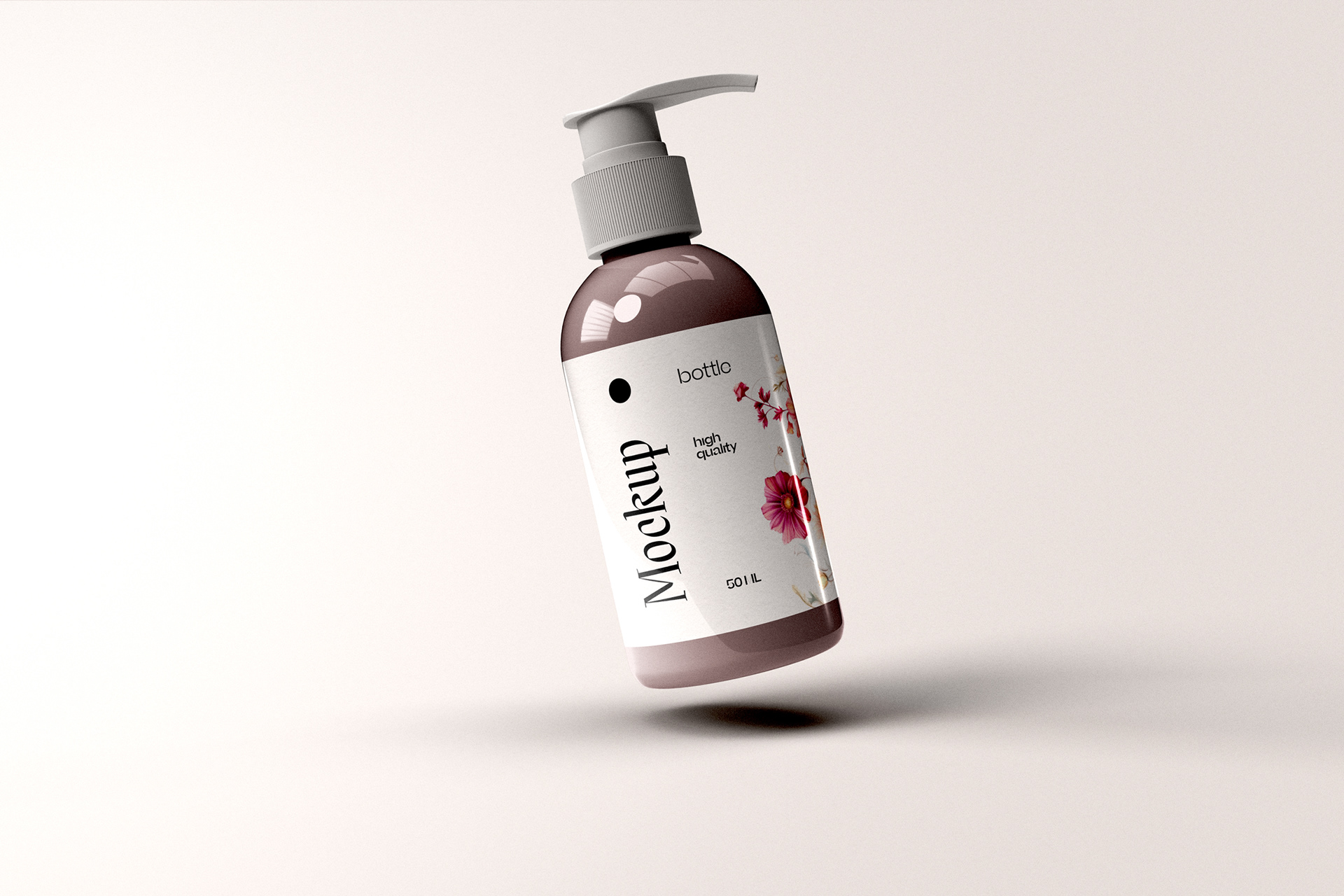 Cosmetic 3D Pump Bottle Design Mockup Download