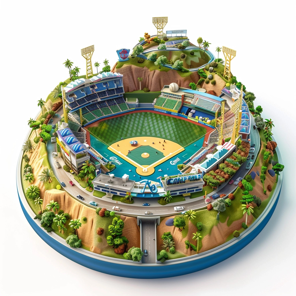 3D model baseball stadium made with AI