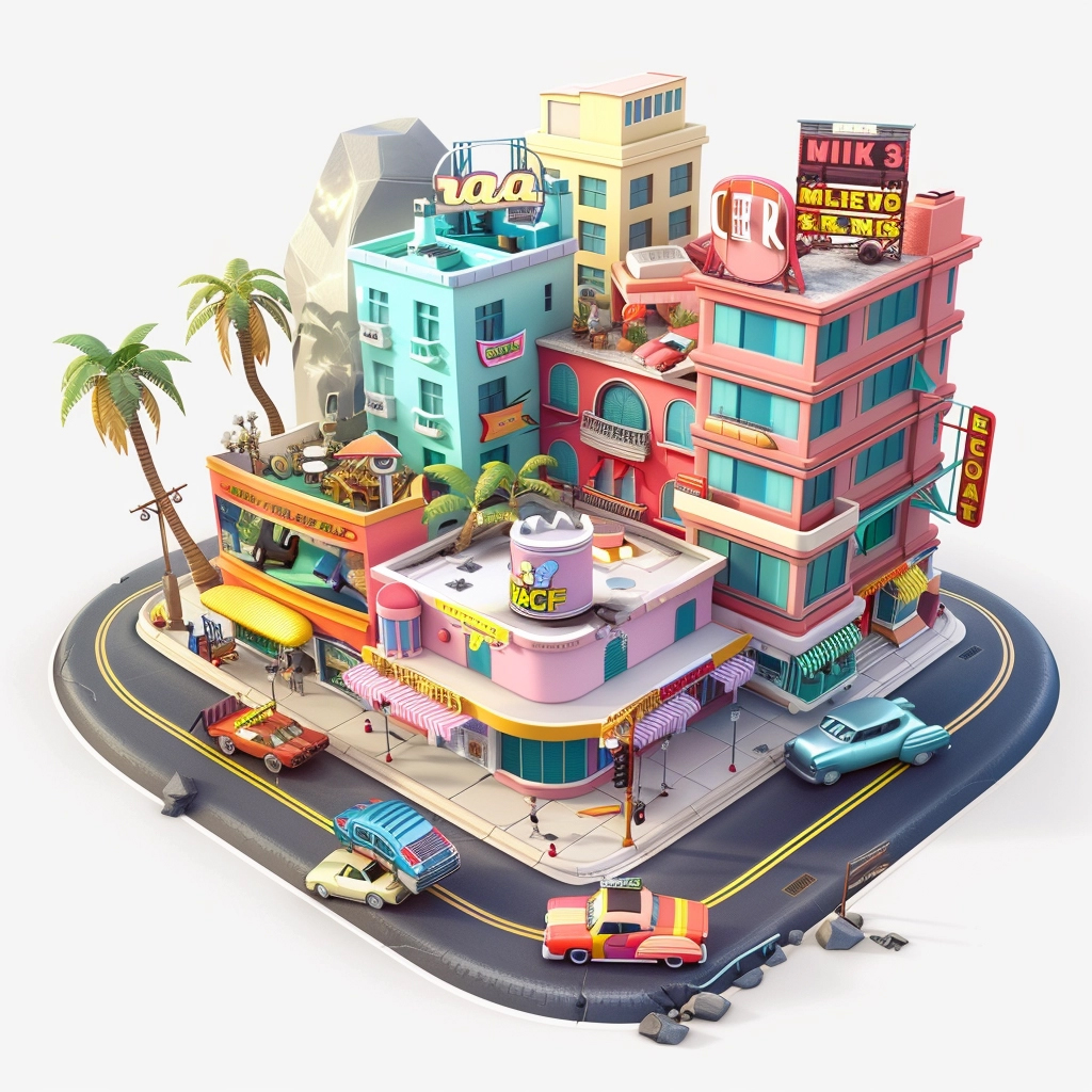 3D Small Town in LA made with AI