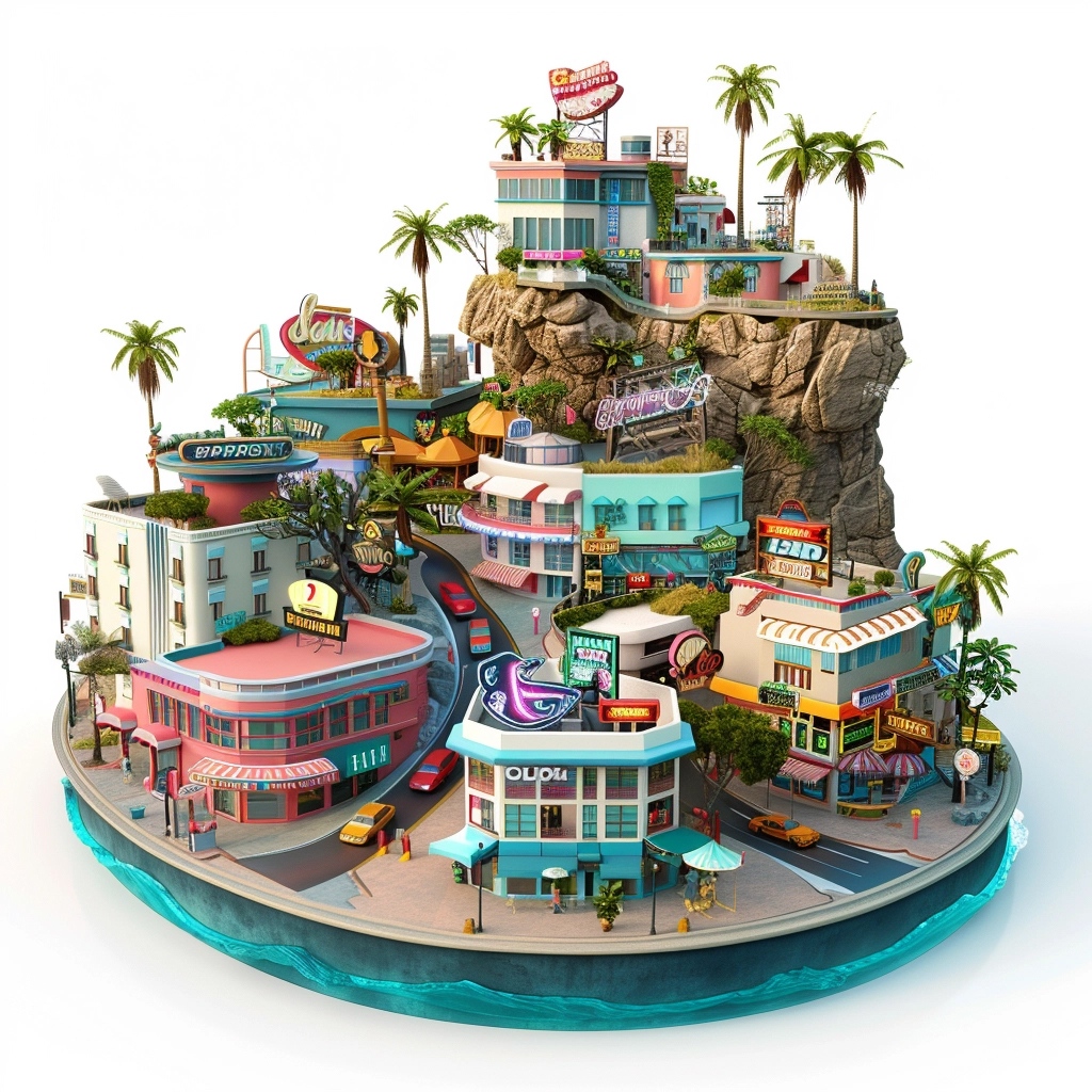 3D Small Town in LA made with AI